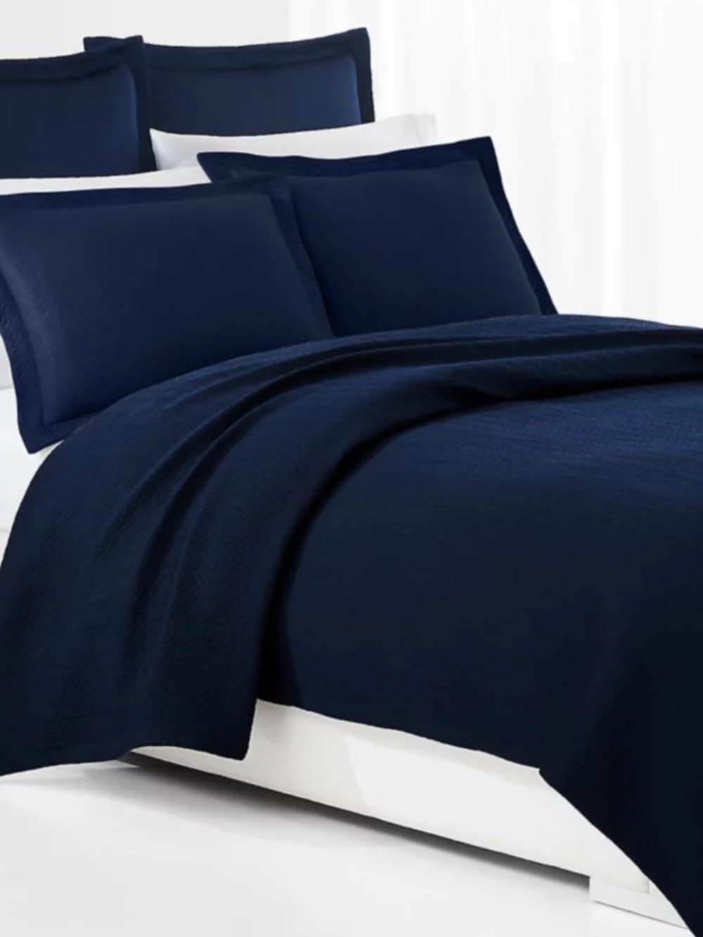 New Lauren Ralph Lauren Kaia Matelasse Deep Navy‎ Coverlet ChevronLightweight